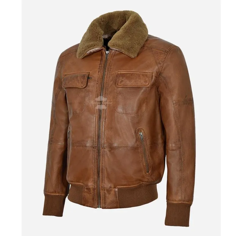 Air Force Men's Leather Flying Jacket Aviator Leather Bomber Jacket