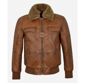 Air Force Men's Leather Flying Jacket Aviator Leather Bomber Jacket