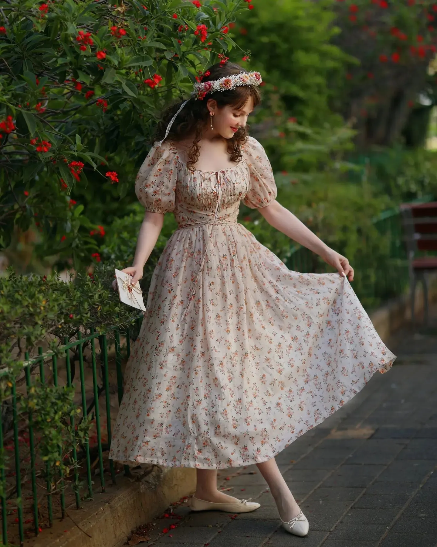 Alice 19 | Garden Floral linen dress