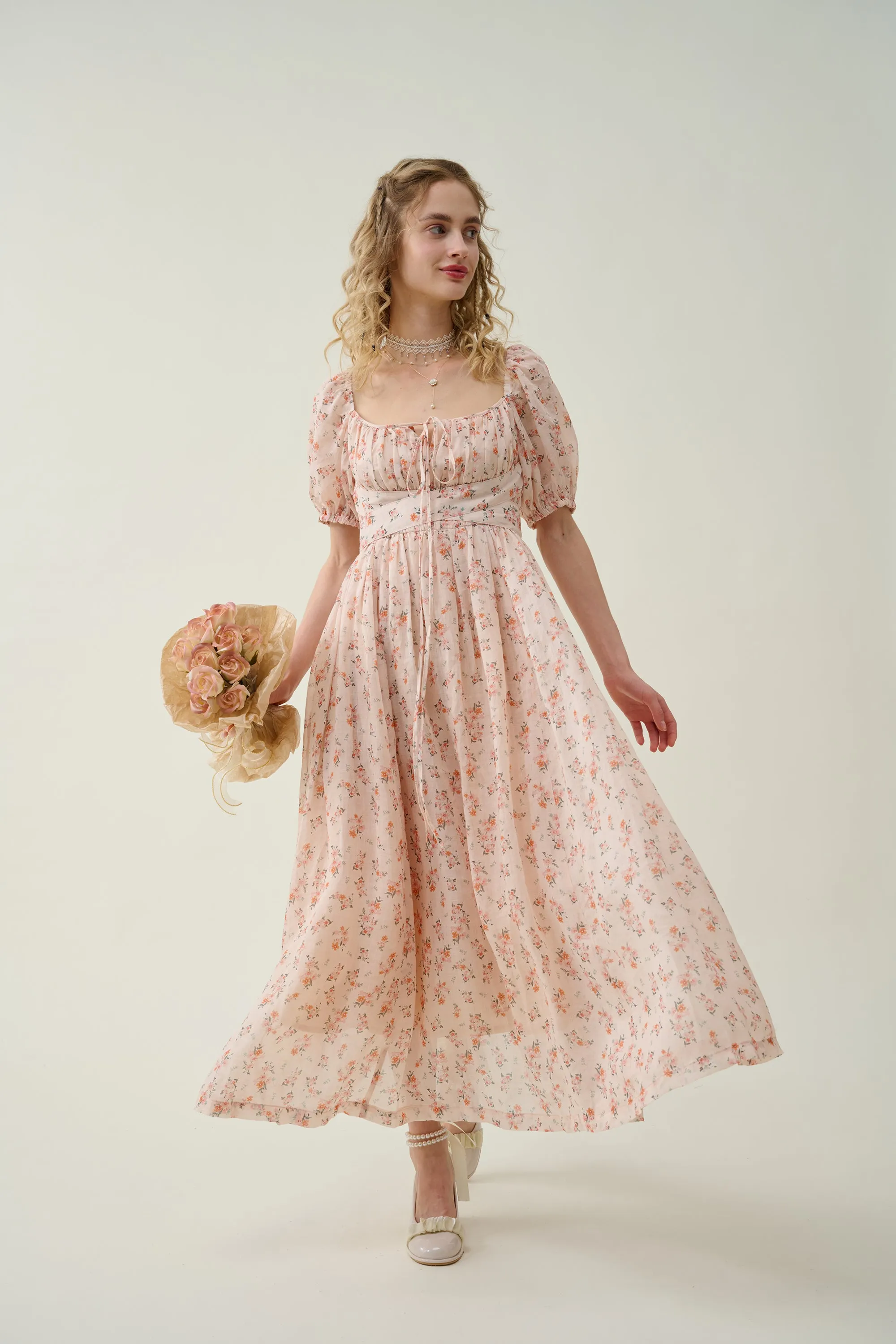 Alice 19 | Garden Floral linen dress