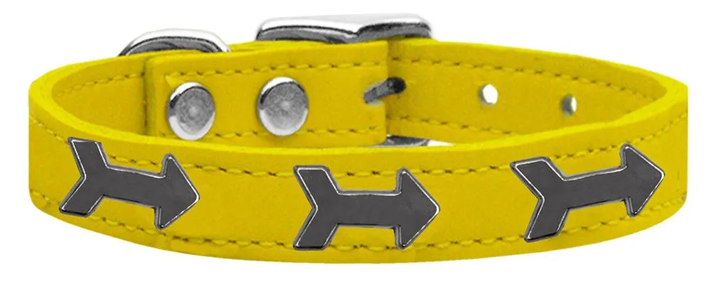 Arrow Widget Genuine Leather Dog Collar Yellow 22