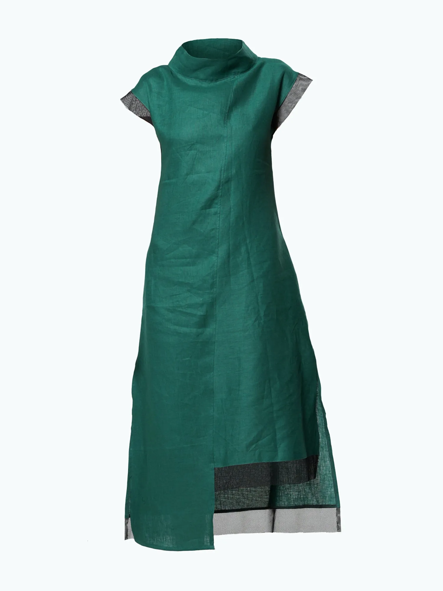 Asymmetrical Linen Dress In Green