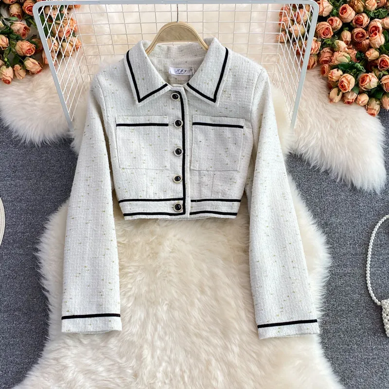 Autumn and winter celebrity xiaoxiangfeng short cardigan coat  1671