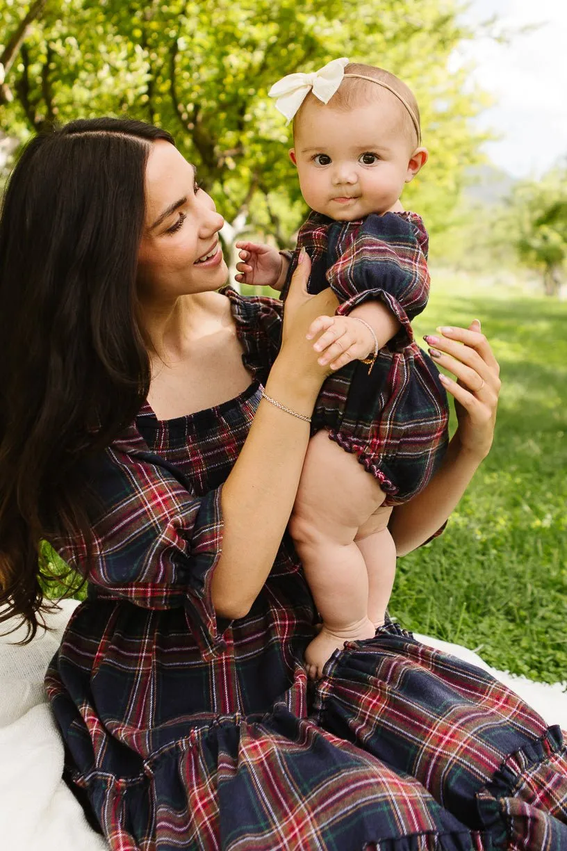 Baby Madeline Romper in Navy Plaid - FINAL SALE