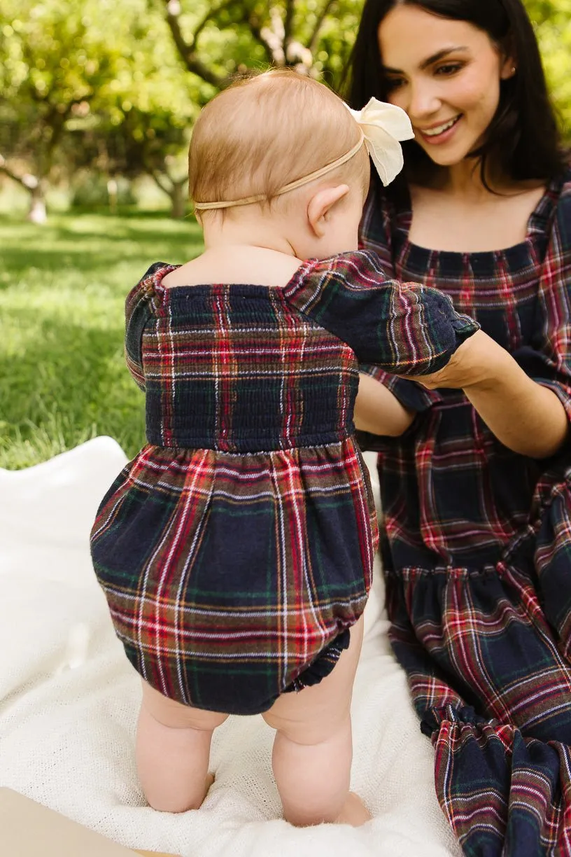 Baby Madeline Romper in Navy Plaid - FINAL SALE