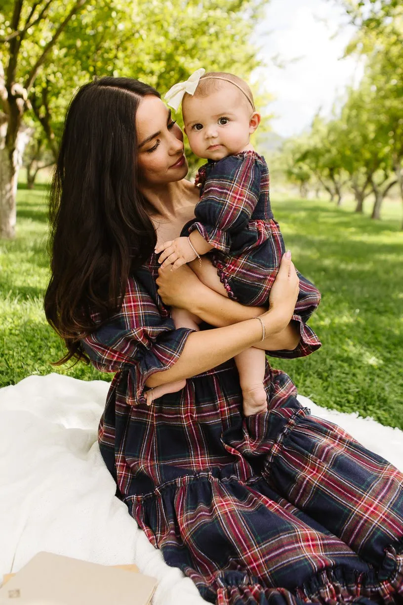 Baby Madeline Romper in Navy Plaid - FINAL SALE