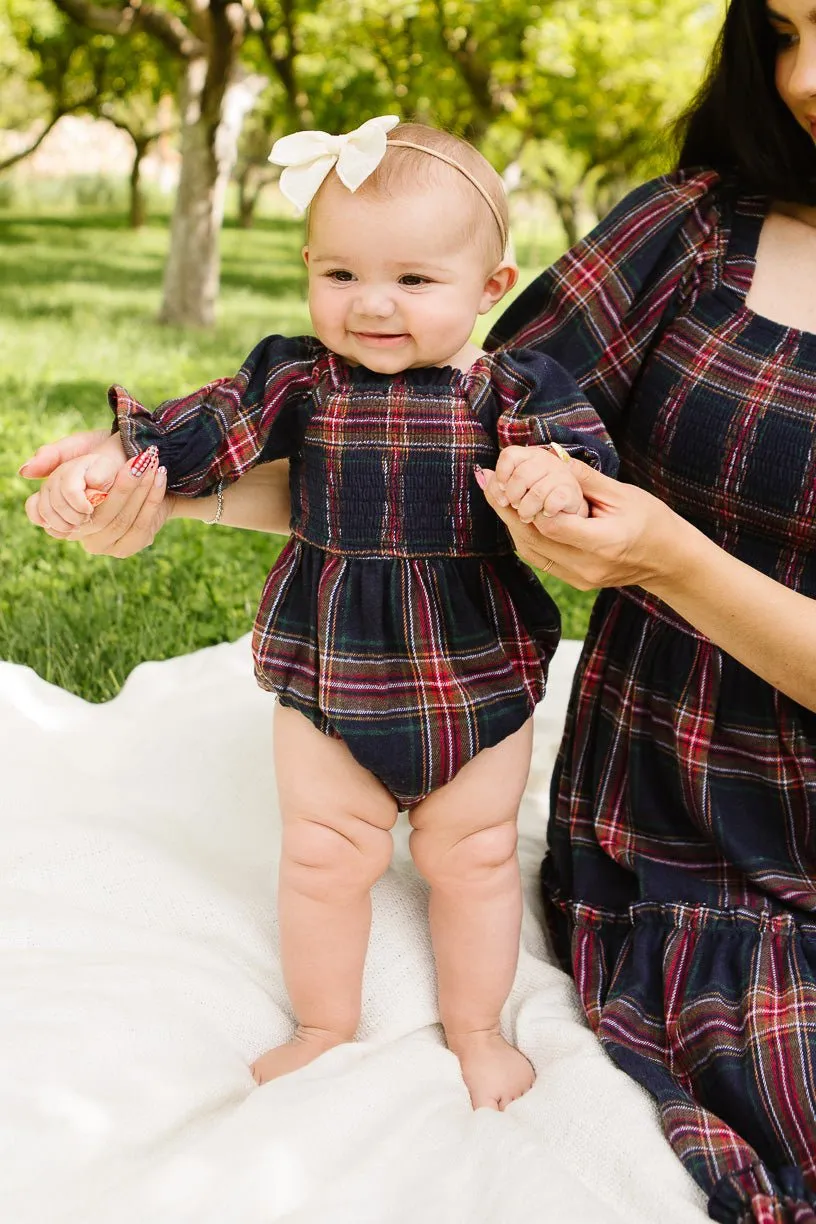 Baby Madeline Romper in Navy Plaid - FINAL SALE