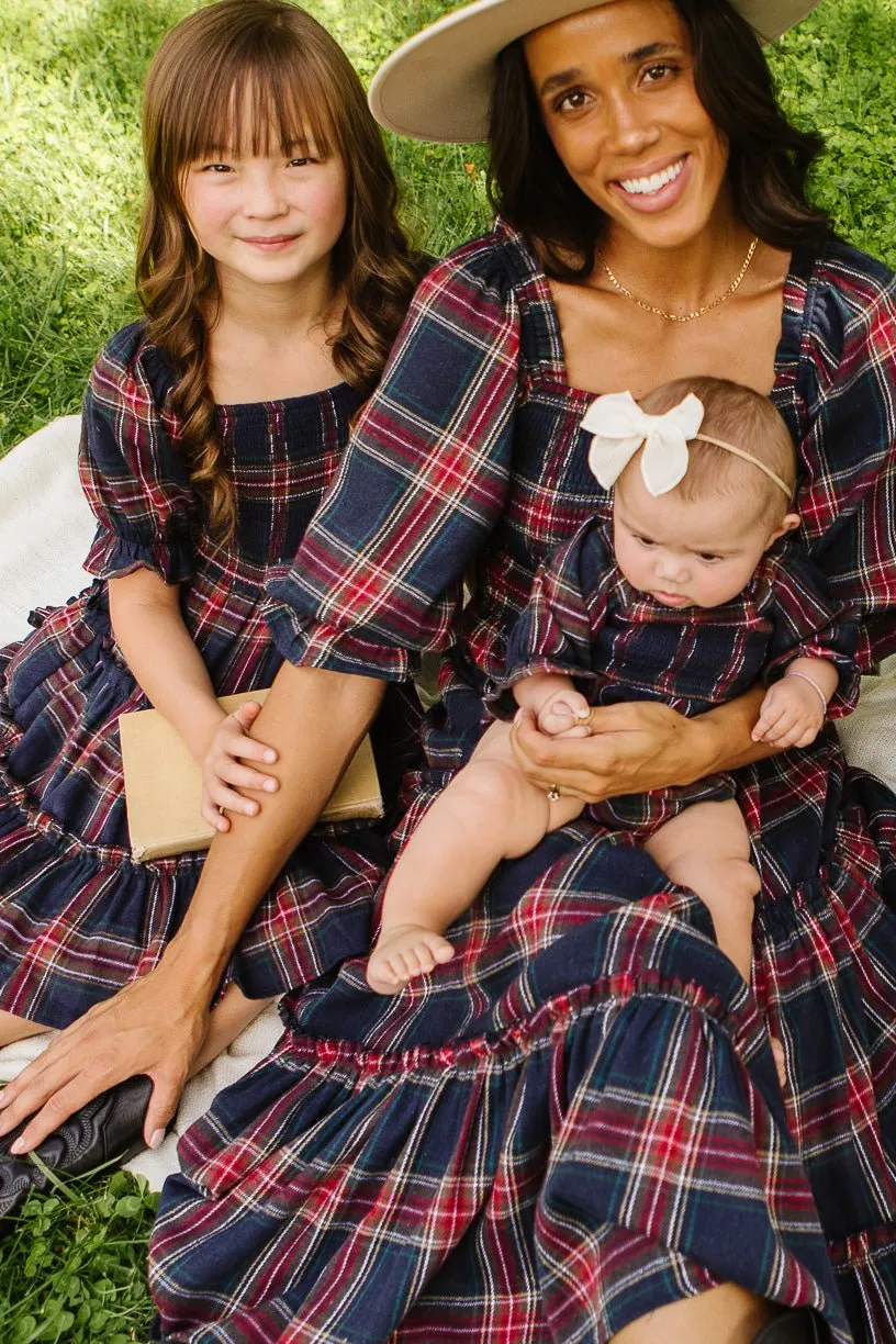 Baby Madeline Romper in Navy Plaid - FINAL SALE