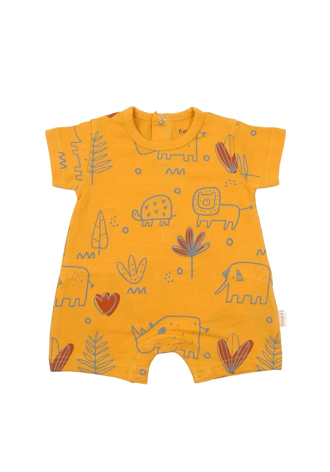 Babybol Baby Boy Print Short Sleeve Romper, Orange