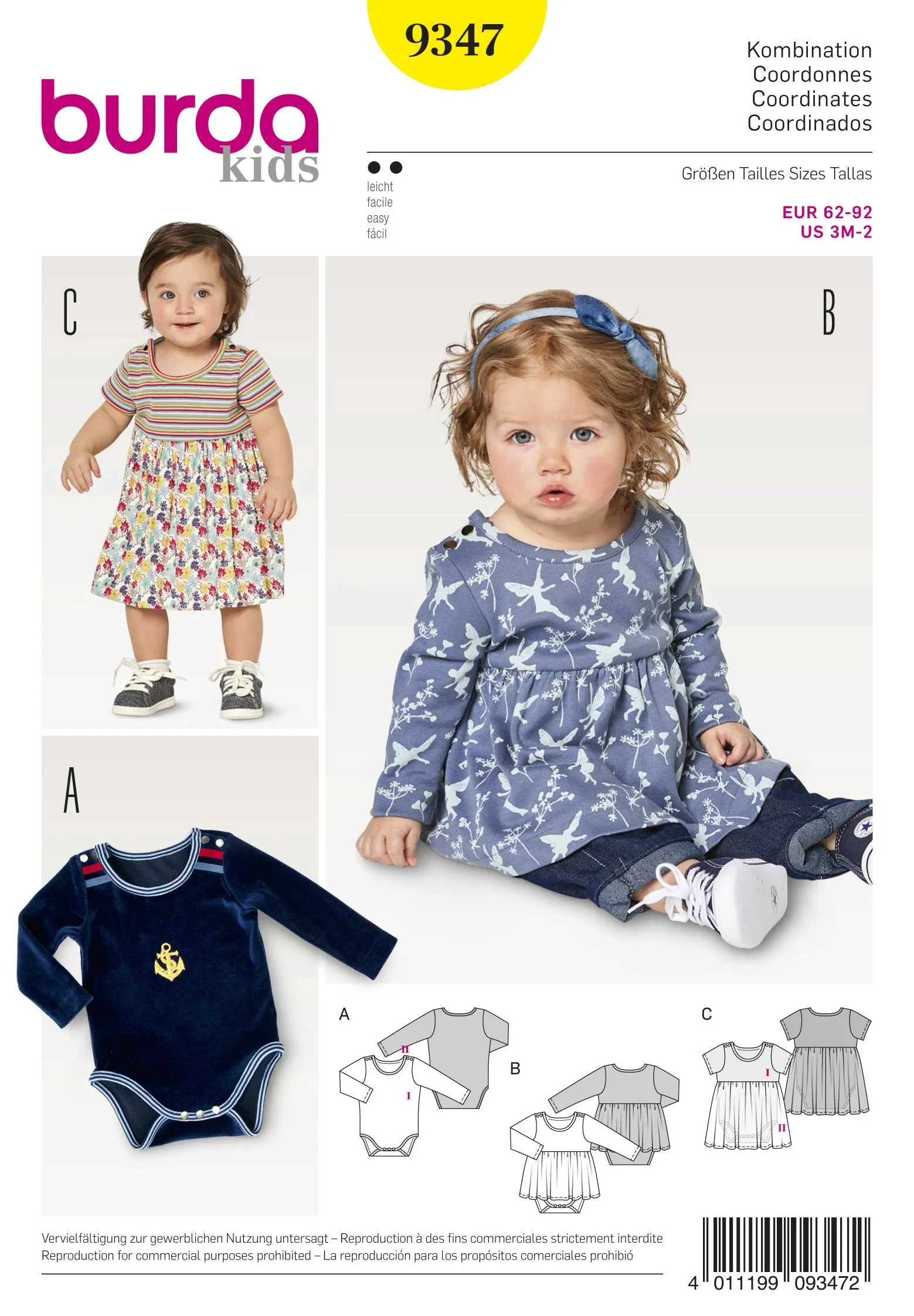 BD9347 Baby's Dress and Bodysuit | Burda style pattern