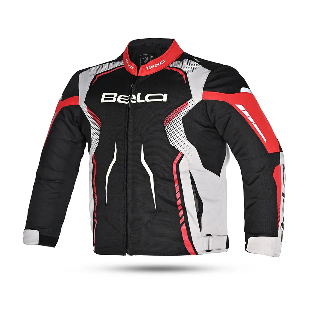 BELA Star youth Kids Motorcycle Jacket Black Red Ice