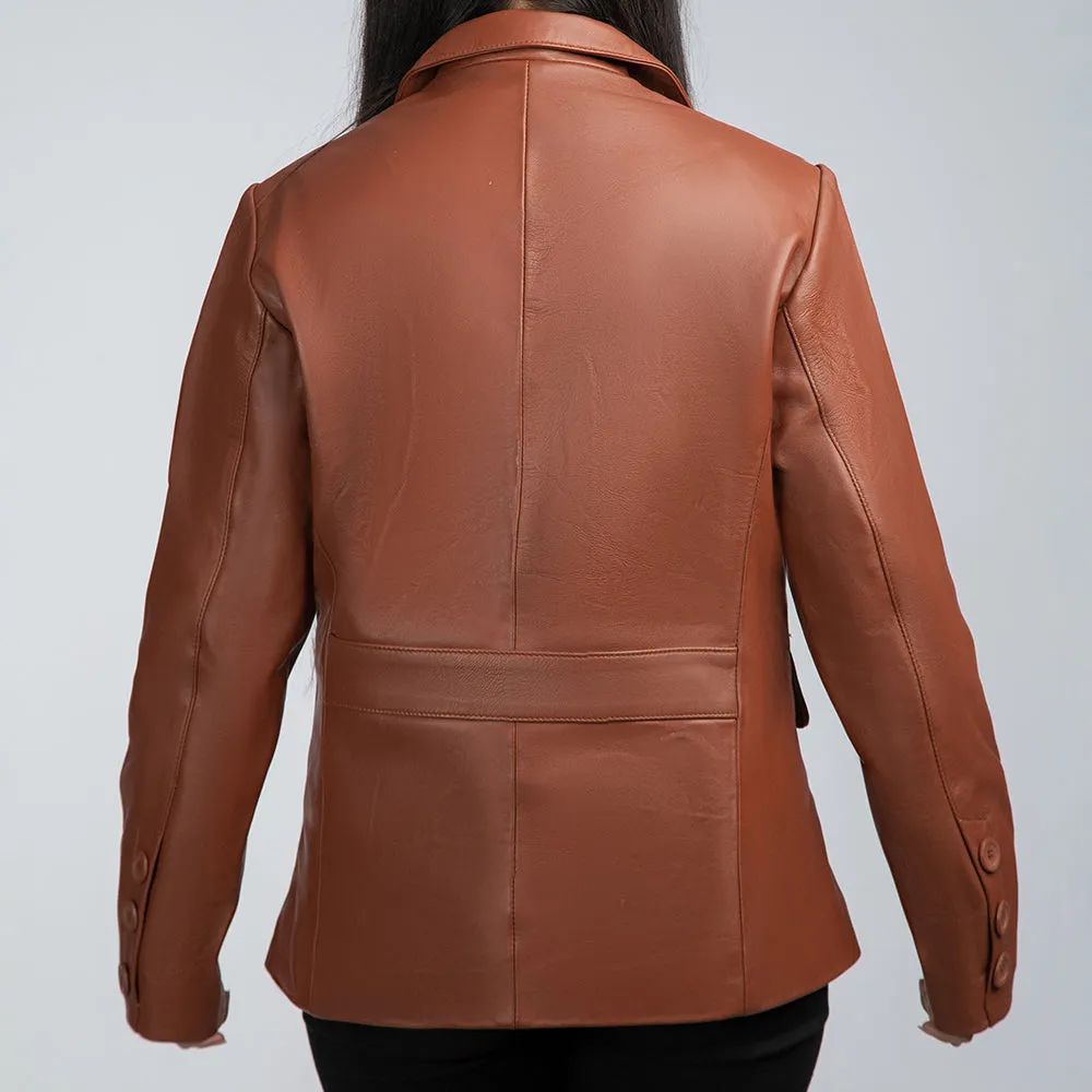 Brown Leather Blazer Women