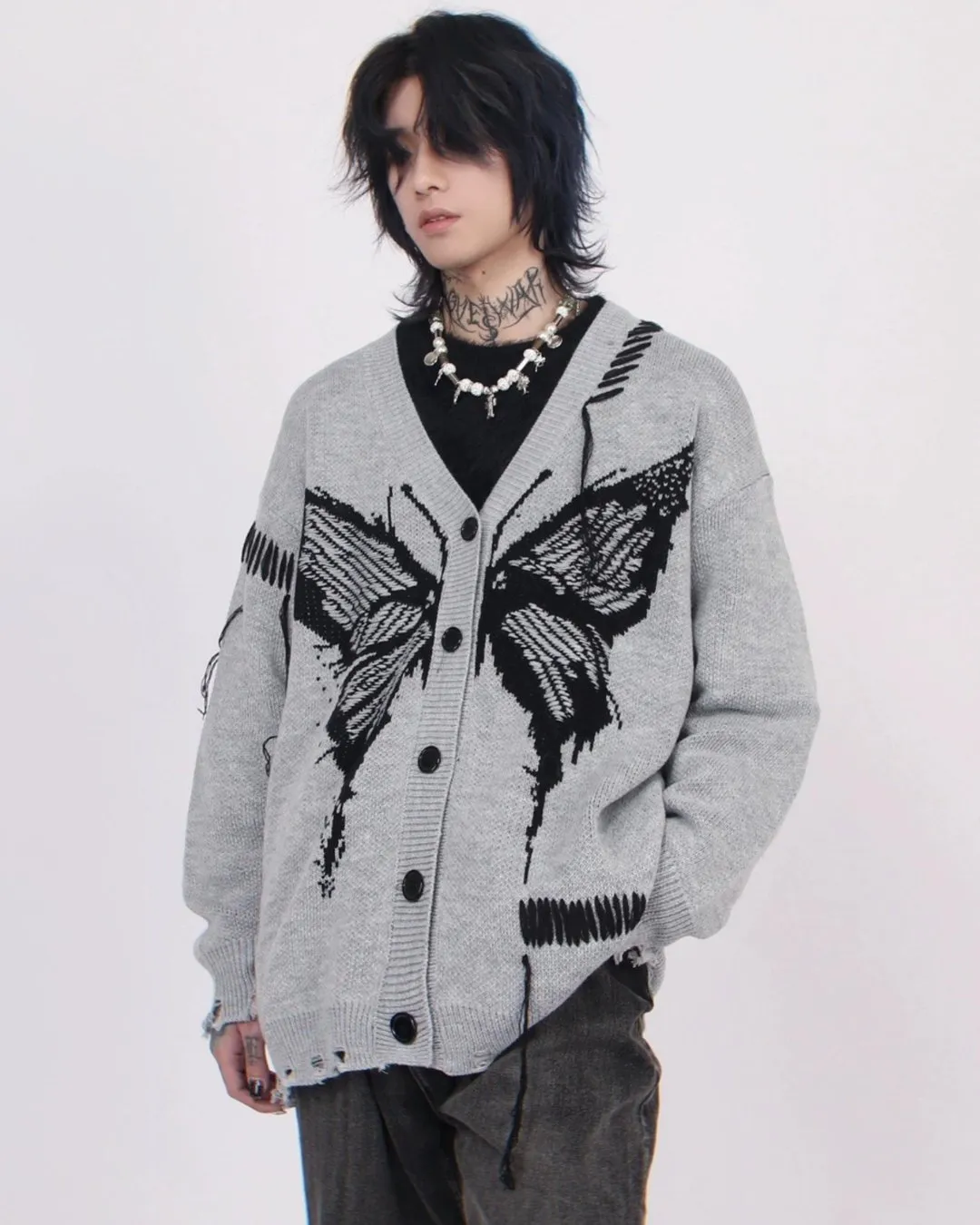 Butterfly Damage Knitted Cardigan MZS0004