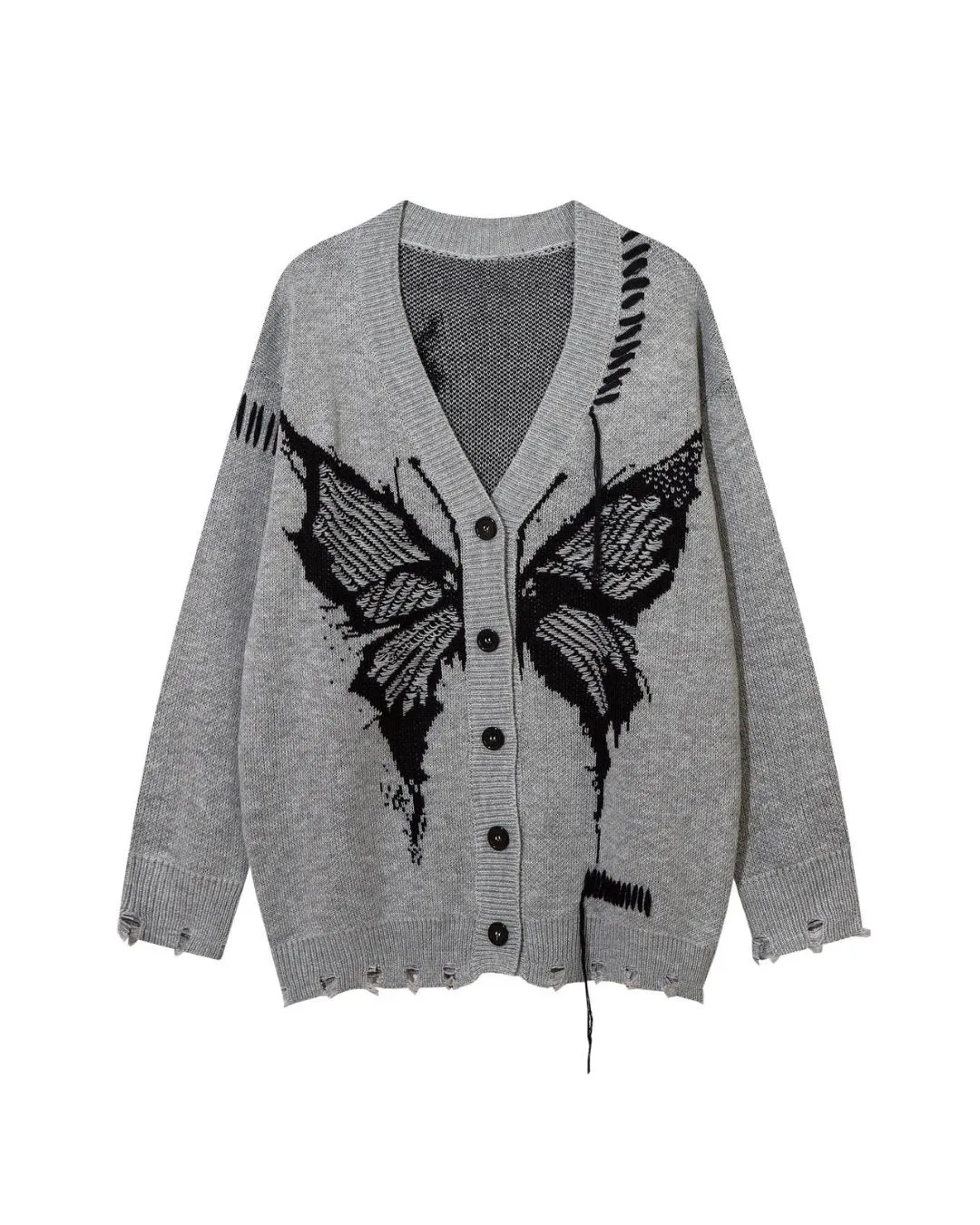 Butterfly Damage Knitted Cardigan MZS0004