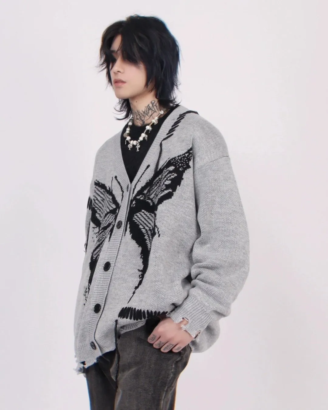 Butterfly Damage Knitted Cardigan MZS0004