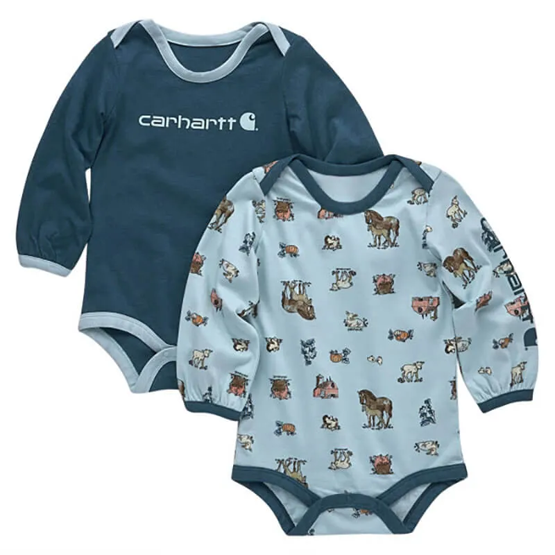 CG9848 - Carhartt Girl's Long-Sleeve Woodland Print Bodysuit 2pc Set