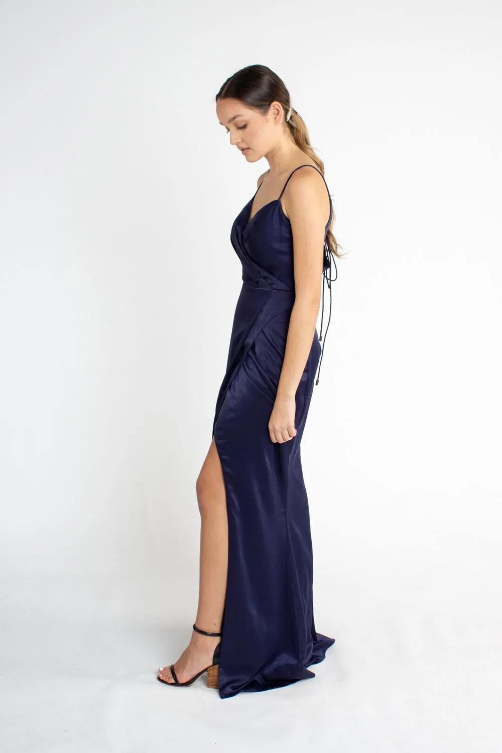 Christina Wrap Satin Gown