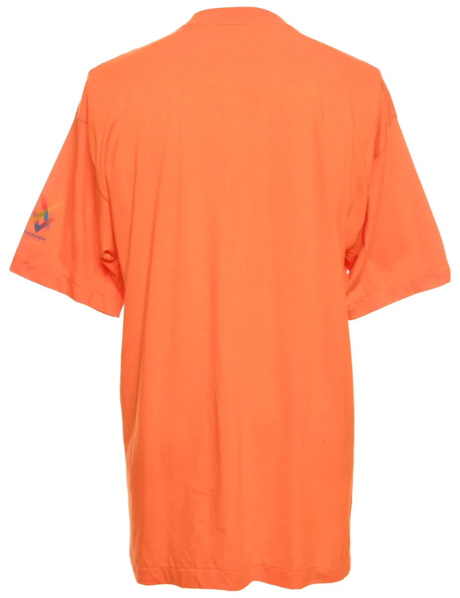 Compaq Orange Printed T-shirt - L