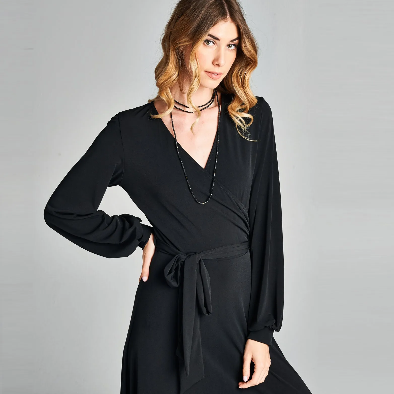 Cuffed Sleeve Venechia Wrap Dress