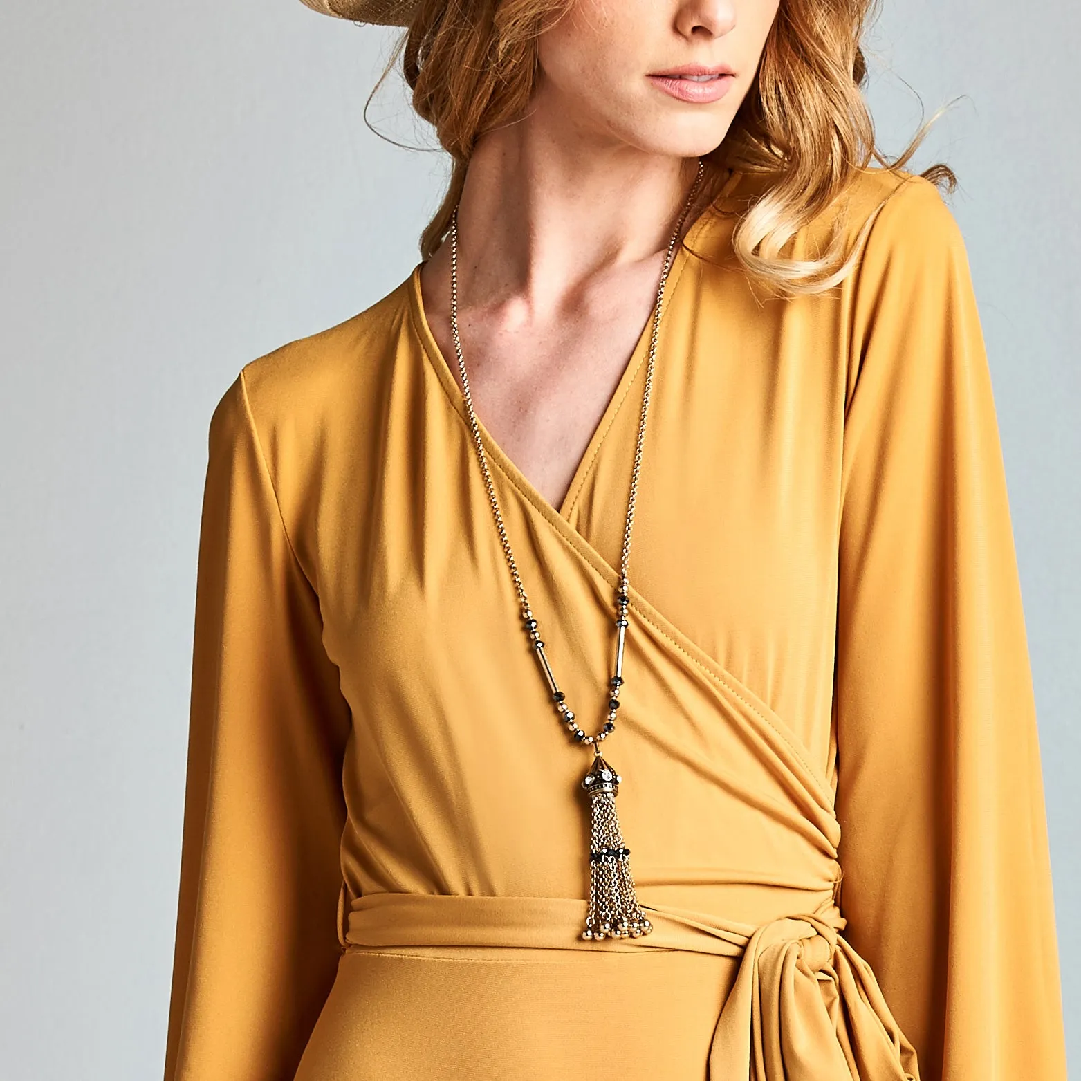 Cuffed Sleeve Venechia Wrap Dress