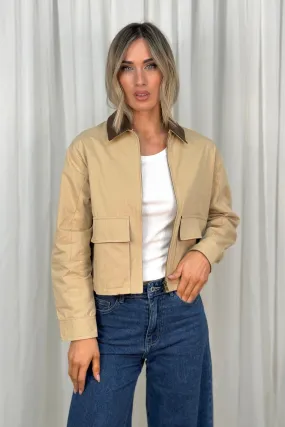 Daisy Cropped Jacket In Beige Mix