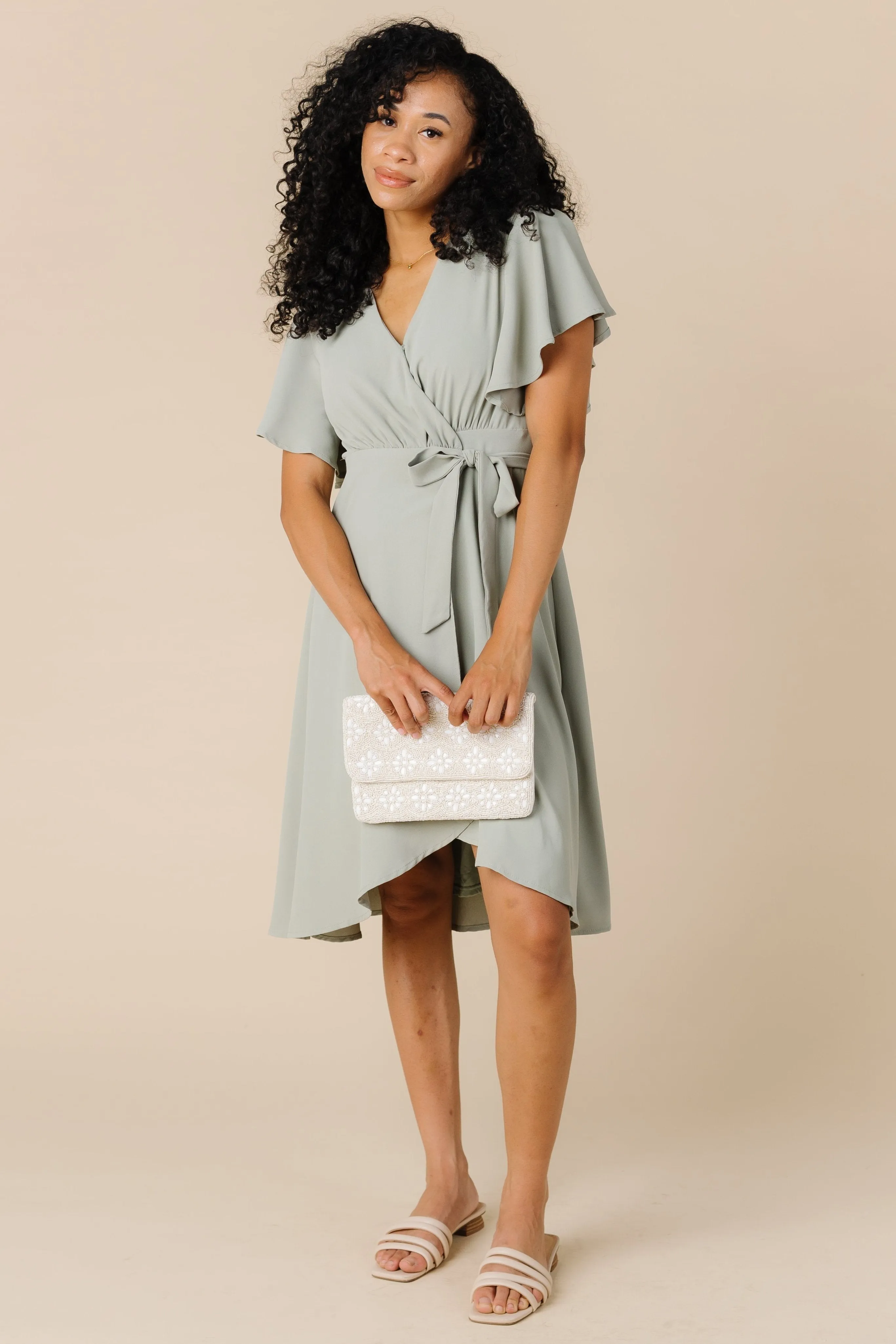 Daphne Tulip Wrap Dress - Dusty Sage