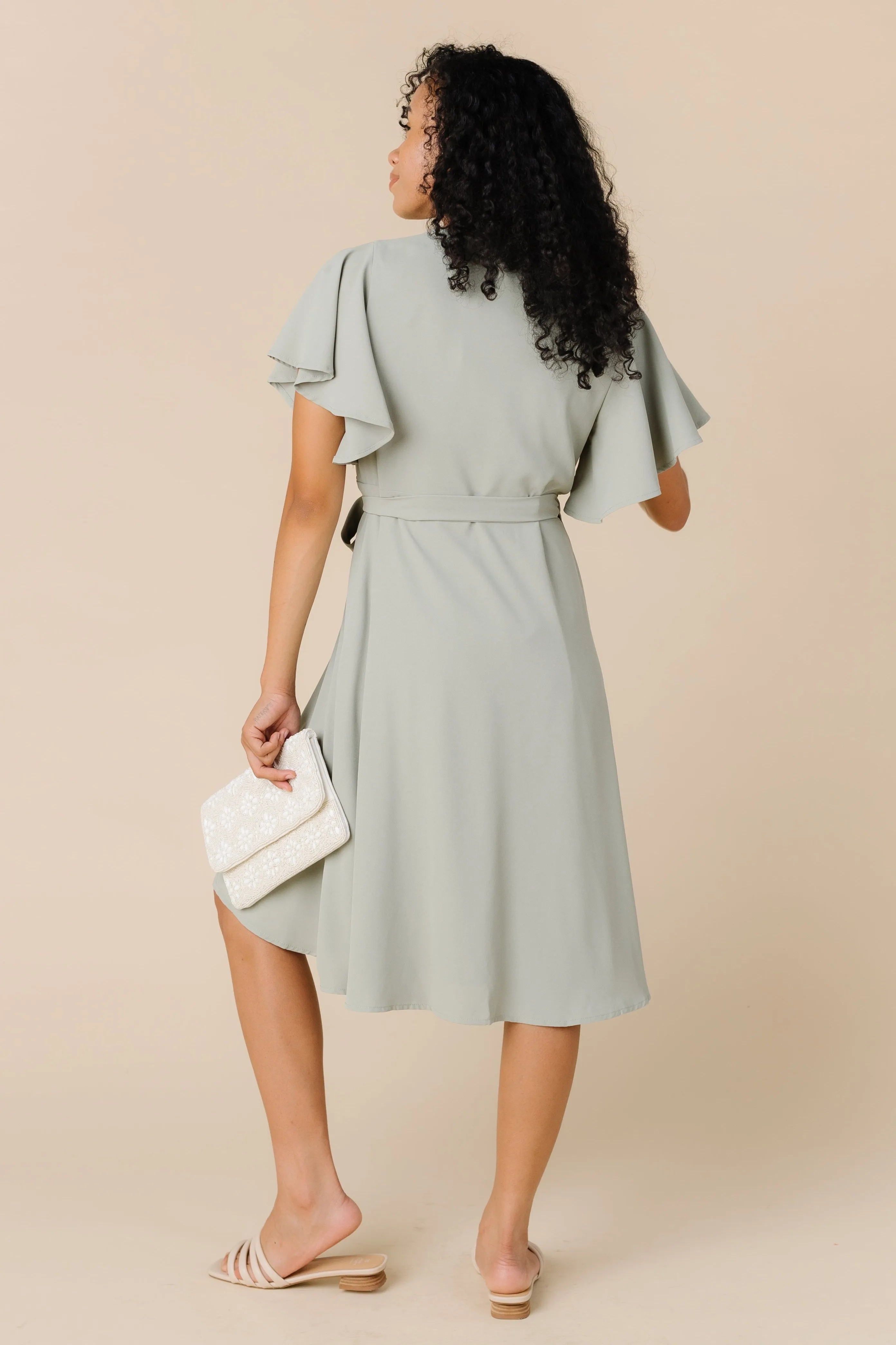 Daphne Tulip Wrap Dress - Dusty Sage