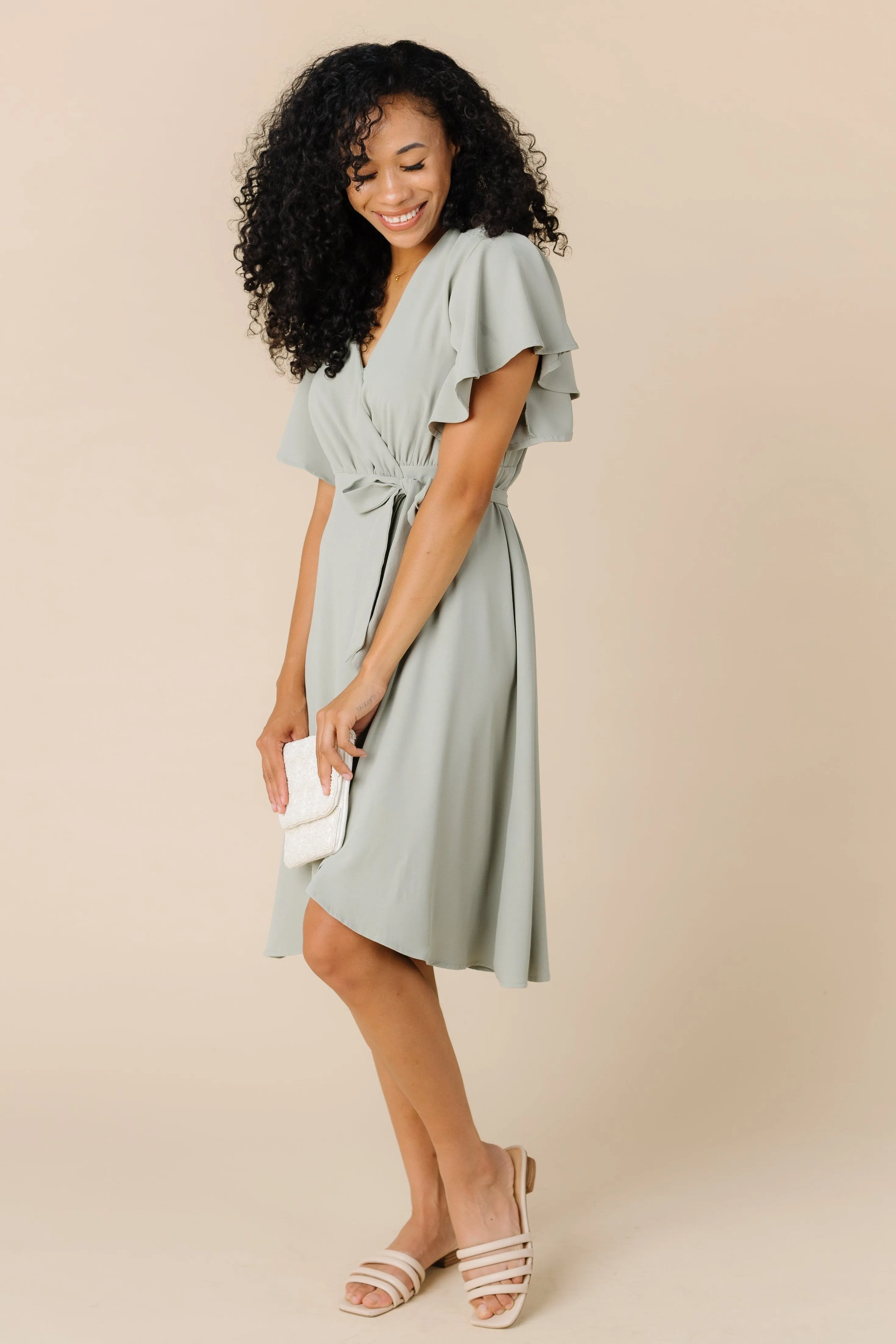 Daphne Tulip Wrap Dress - Dusty Sage