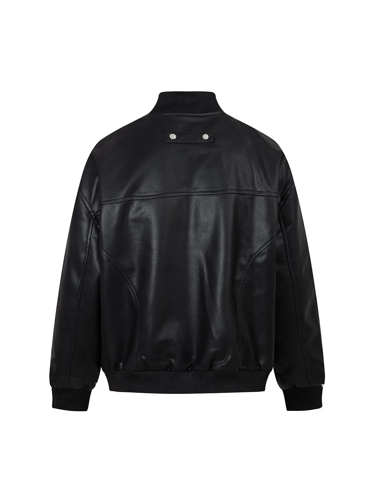 Deconstructed Zip Up Leather Bomber Jacket