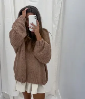 DESIREE OVERSIZE MERINO WOOL JUMPER - COFFEE