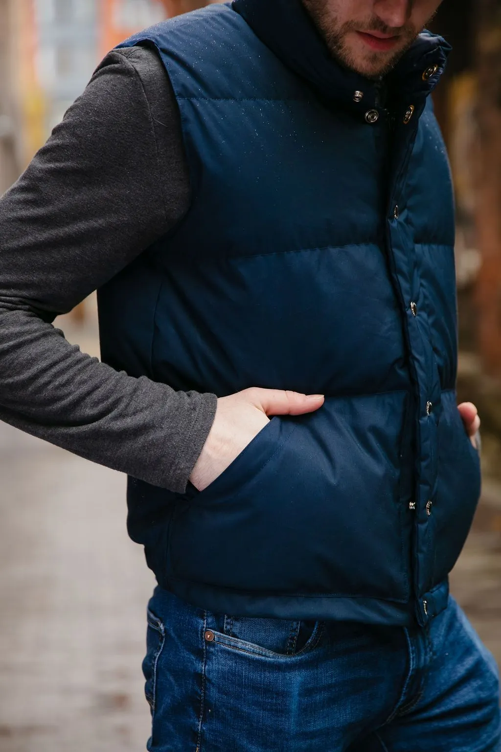 Down Italian Vest - Navy