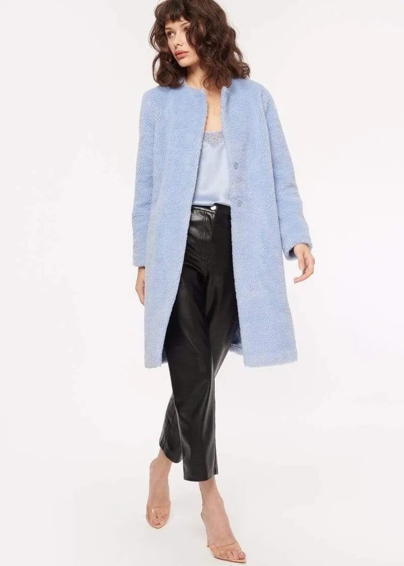 Emmy Sherpa Coat in Alpine blue