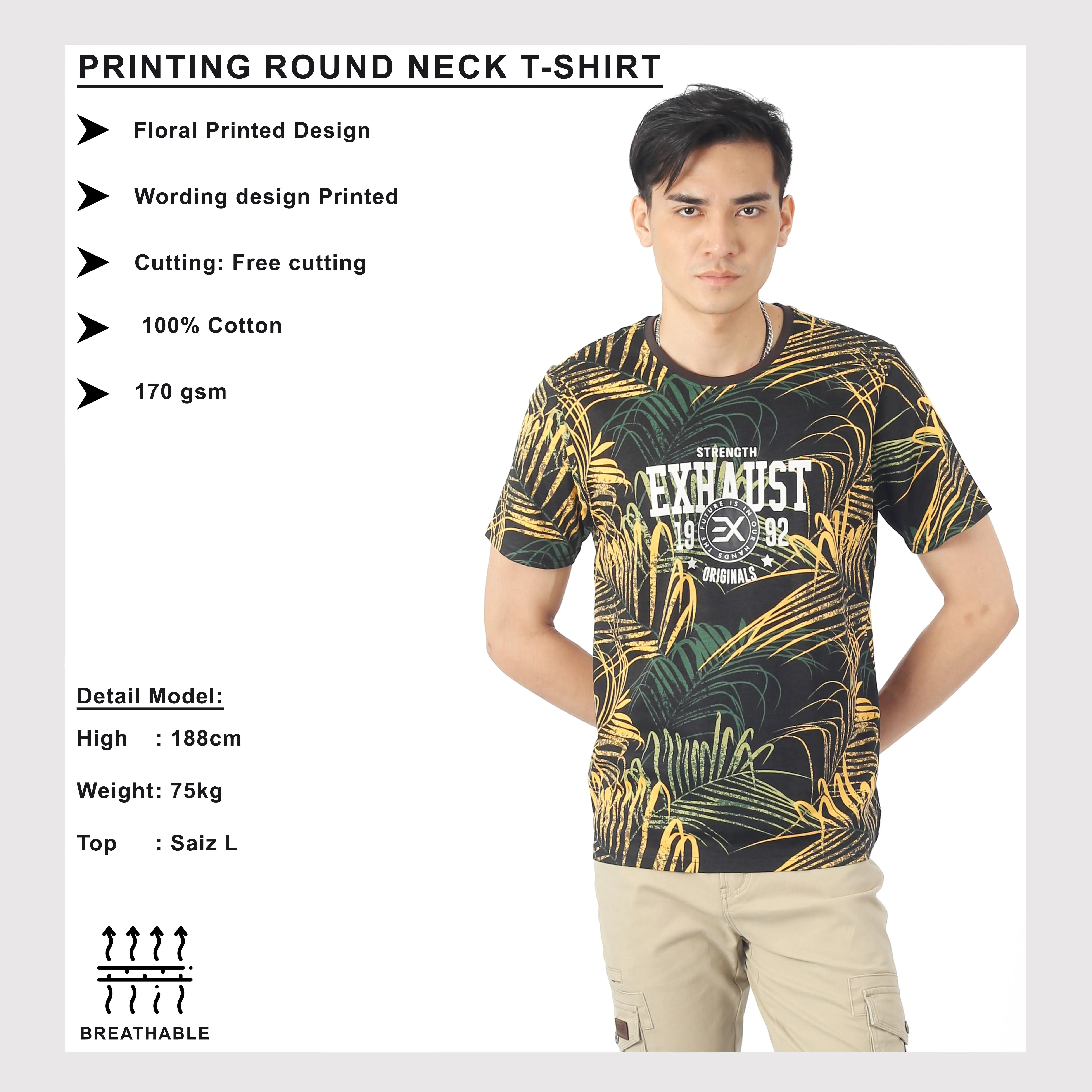 EXHAUST ROUND NECK T SHIRT [FREE CUT] 1683