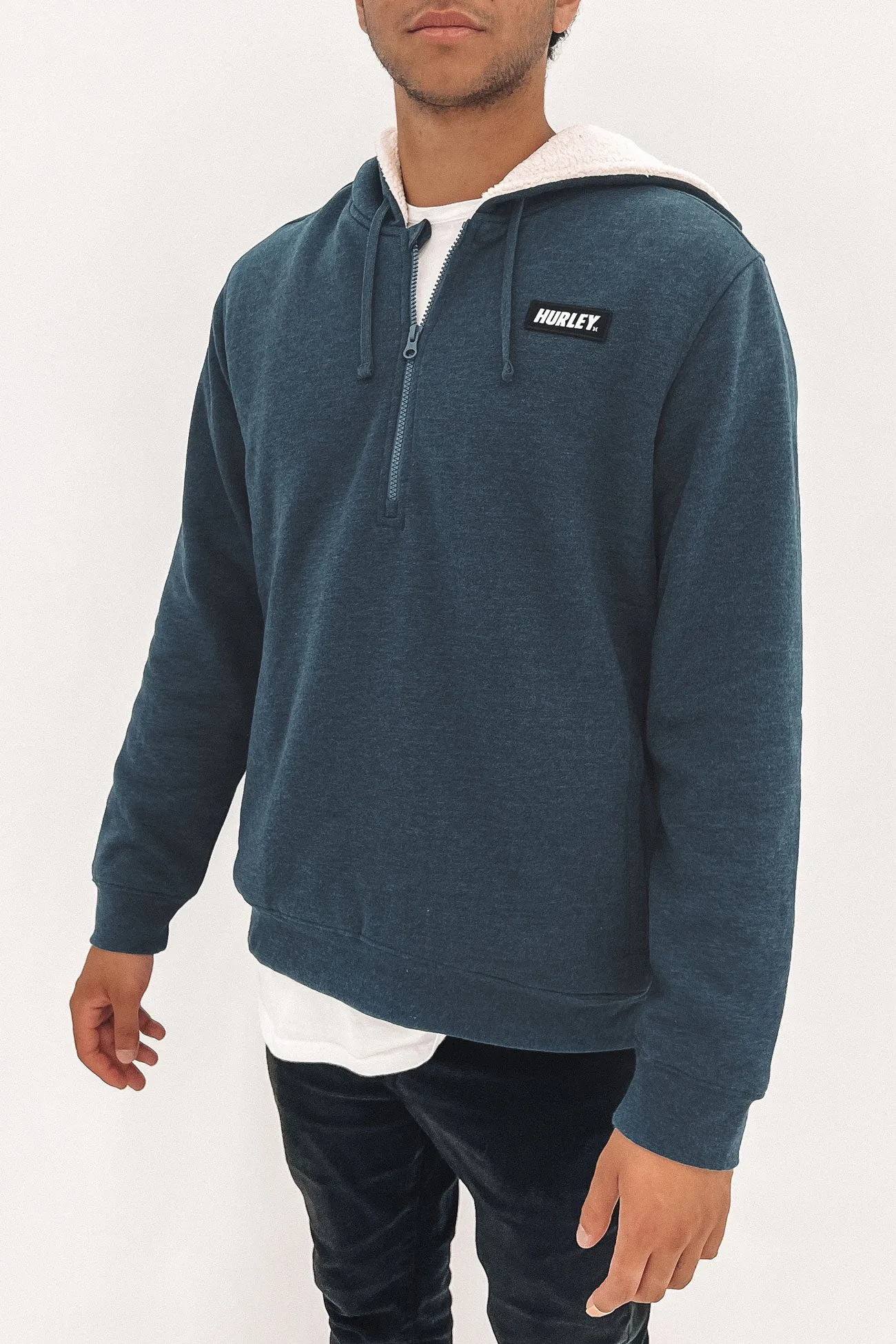 Fastlane Sherpa Quarter Zip Fleece Heather Denim