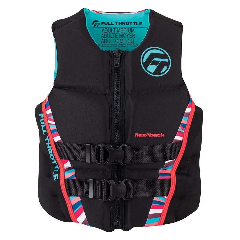 Full Throttle Womens Rapid-Dry Flex-Back Life Jacket - Womens XL - Pink/Black