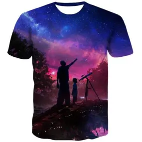 Galaxy Space T shirts Men Forest Tshirts Cool Character Shirt Print Harajuku Tshirt Anime Gothic Tshirts Casual Short Sleeve