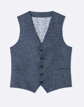 Gilet motif pied de poule bleu