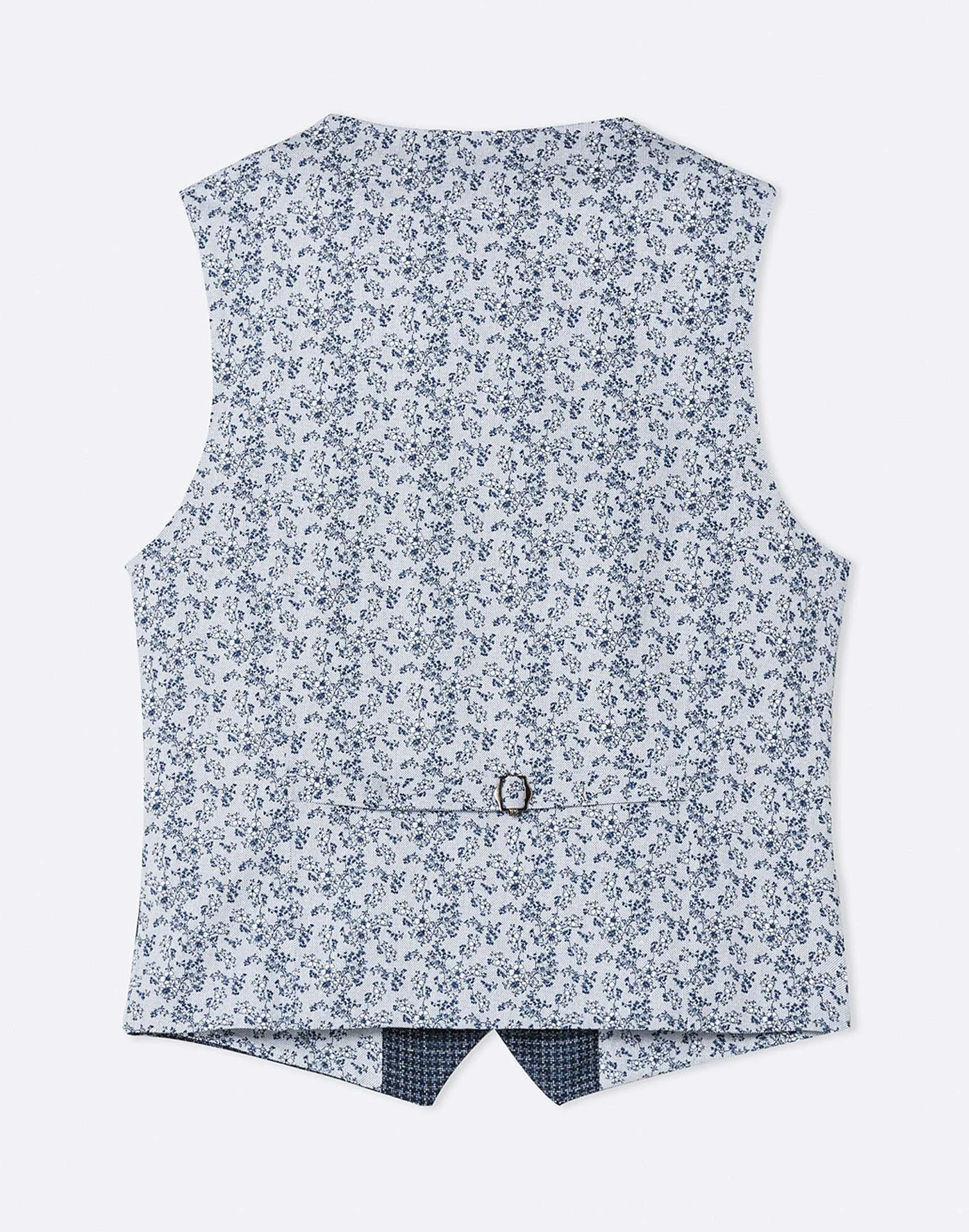 Gilet motif pied de poule bleu