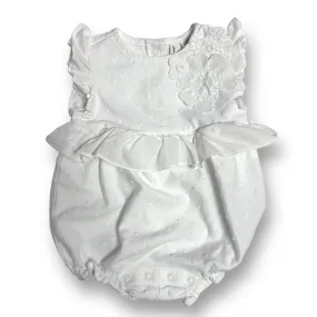 Girls Janie and Jack Size 0-3 Months White Embellished Accents Summer Romper