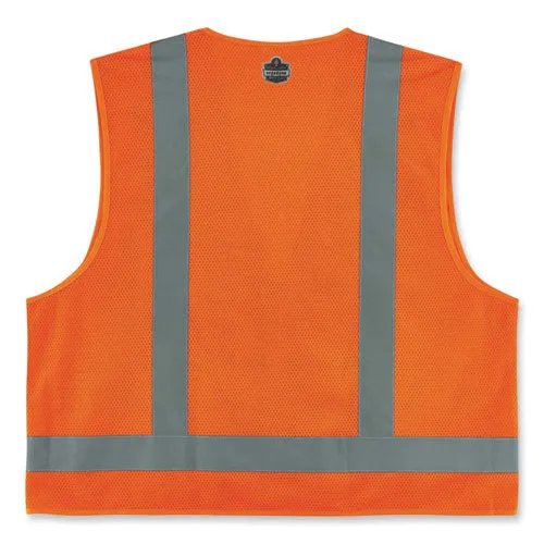 Glowear 8249z Class 2 Economy Surveyors Zipper Vest, Polyester, Large/x-large, Orange, Ships In 1-3 Business Days