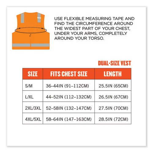 Glowear 8249z Class 2 Economy Surveyors Zipper Vest, Polyester, Large/x-large, Orange, Ships In 1-3 Business Days