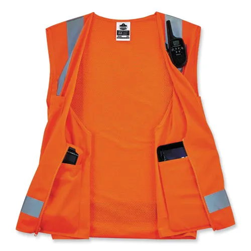 Glowear 8249z Class 2 Economy Surveyors Zipper Vest, Polyester, Large/x-large, Orange, Ships In 1-3 Business Days