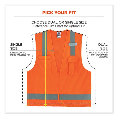 Glowear 8249z Class 2 Economy Surveyors Zipper Vest, Polyester, Large/x-large, Orange, Ships In 1-3 Business Days