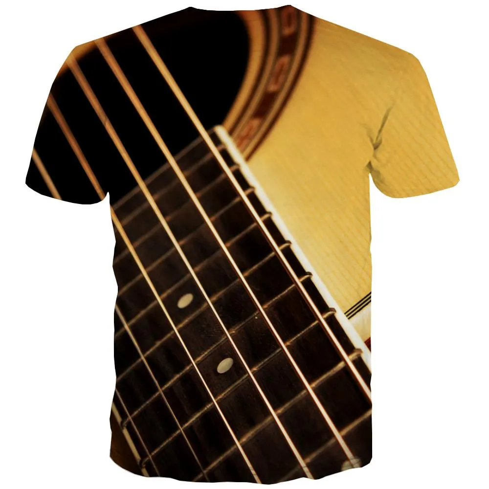 Guitar T-shirt Men Music Tshirts Casual Wooden T shirts Funny Metal Tshirt Printed