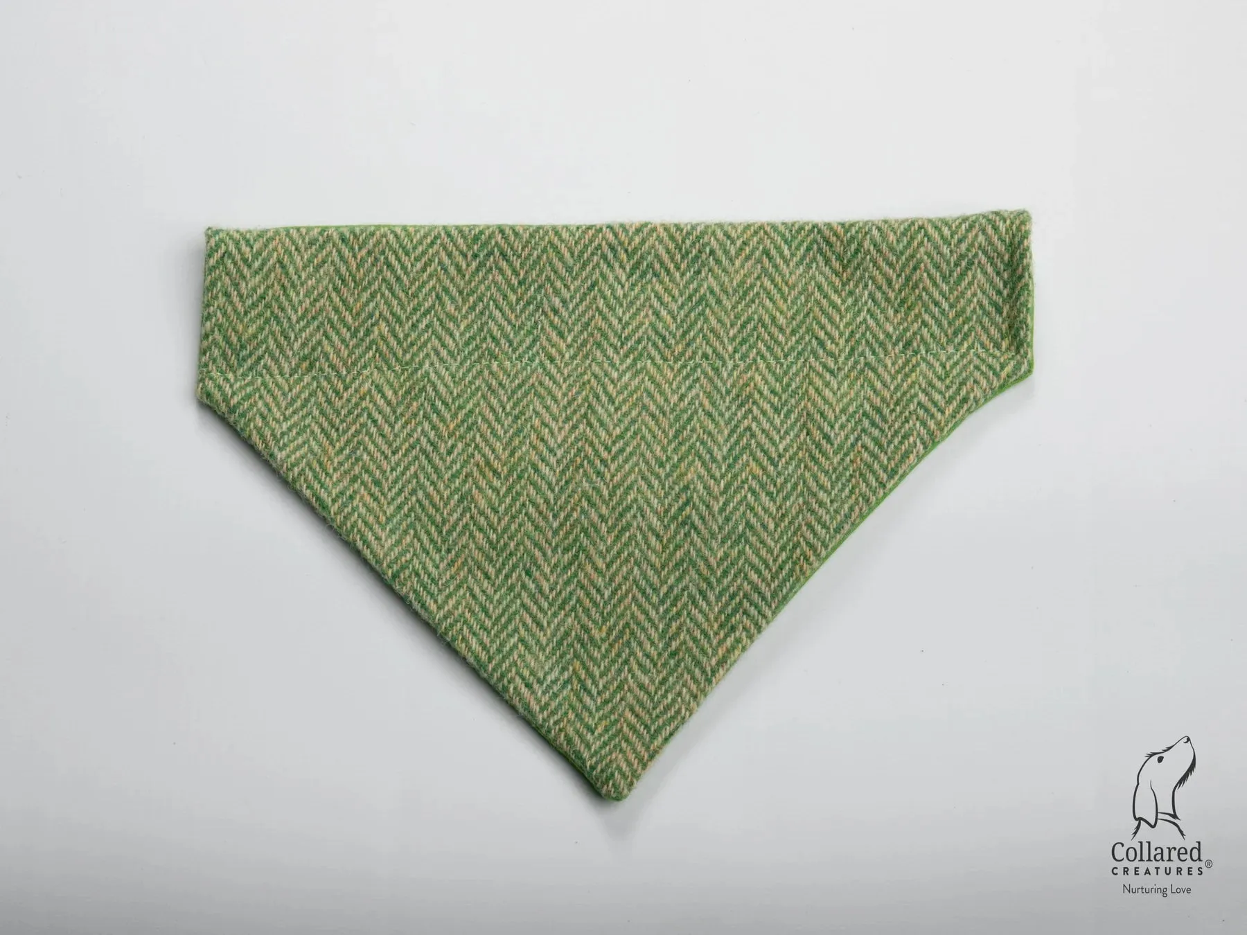 Harris Tweed Green Herringbone Buckle Dog Collar