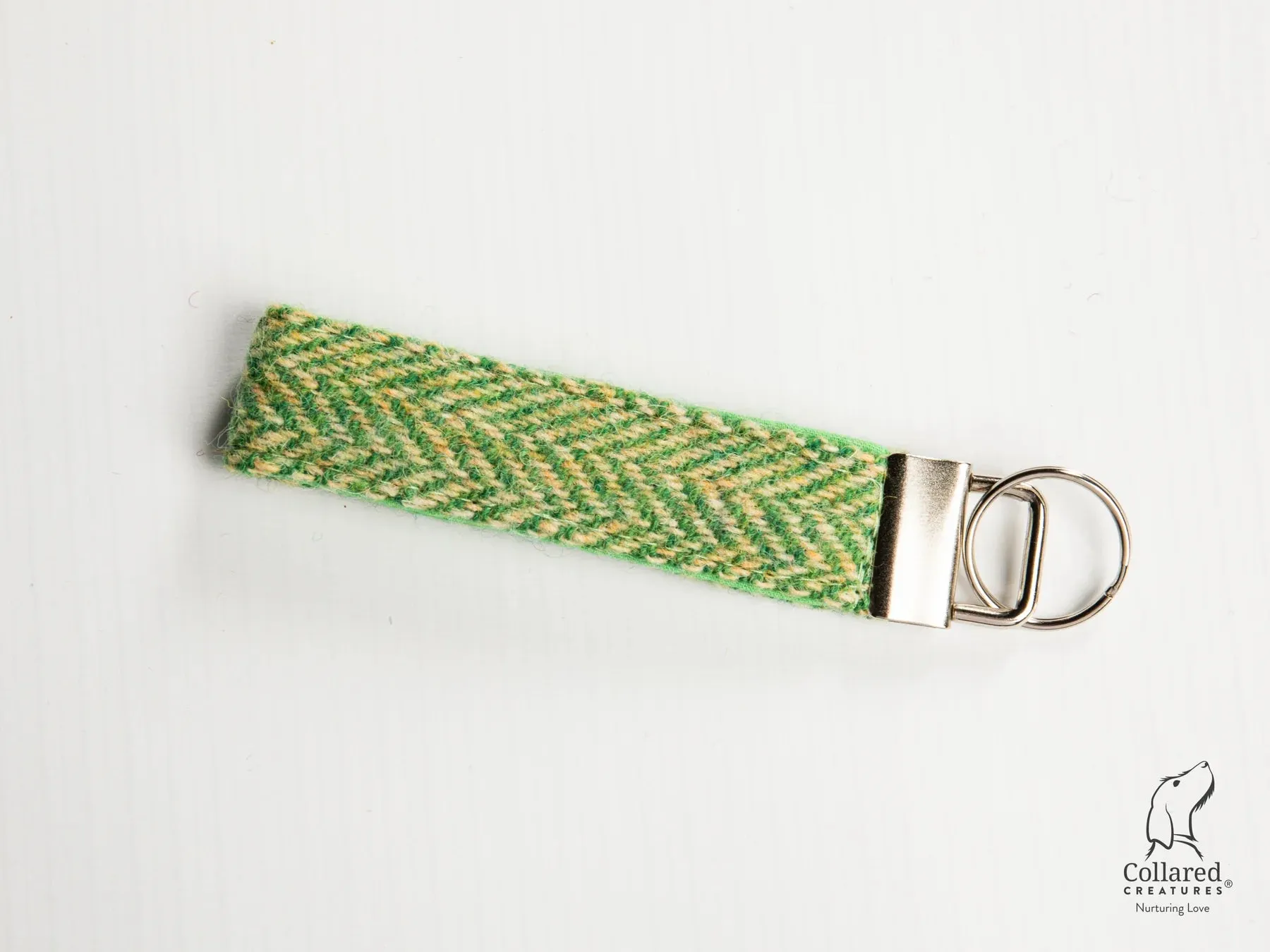 Harris Tweed Green Herringbone Buckle Dog Collar