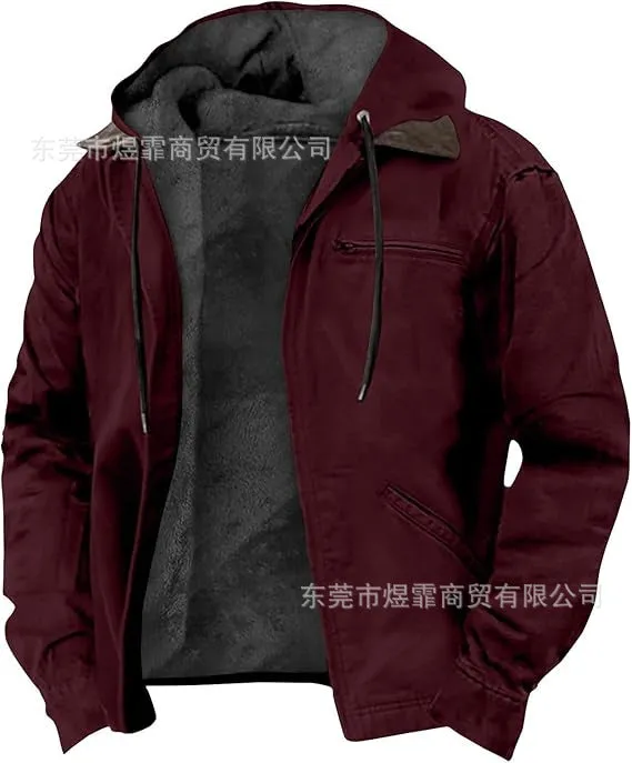 HOODED SWEATSHIRT WITH BROWN LINING COTTON JACKET