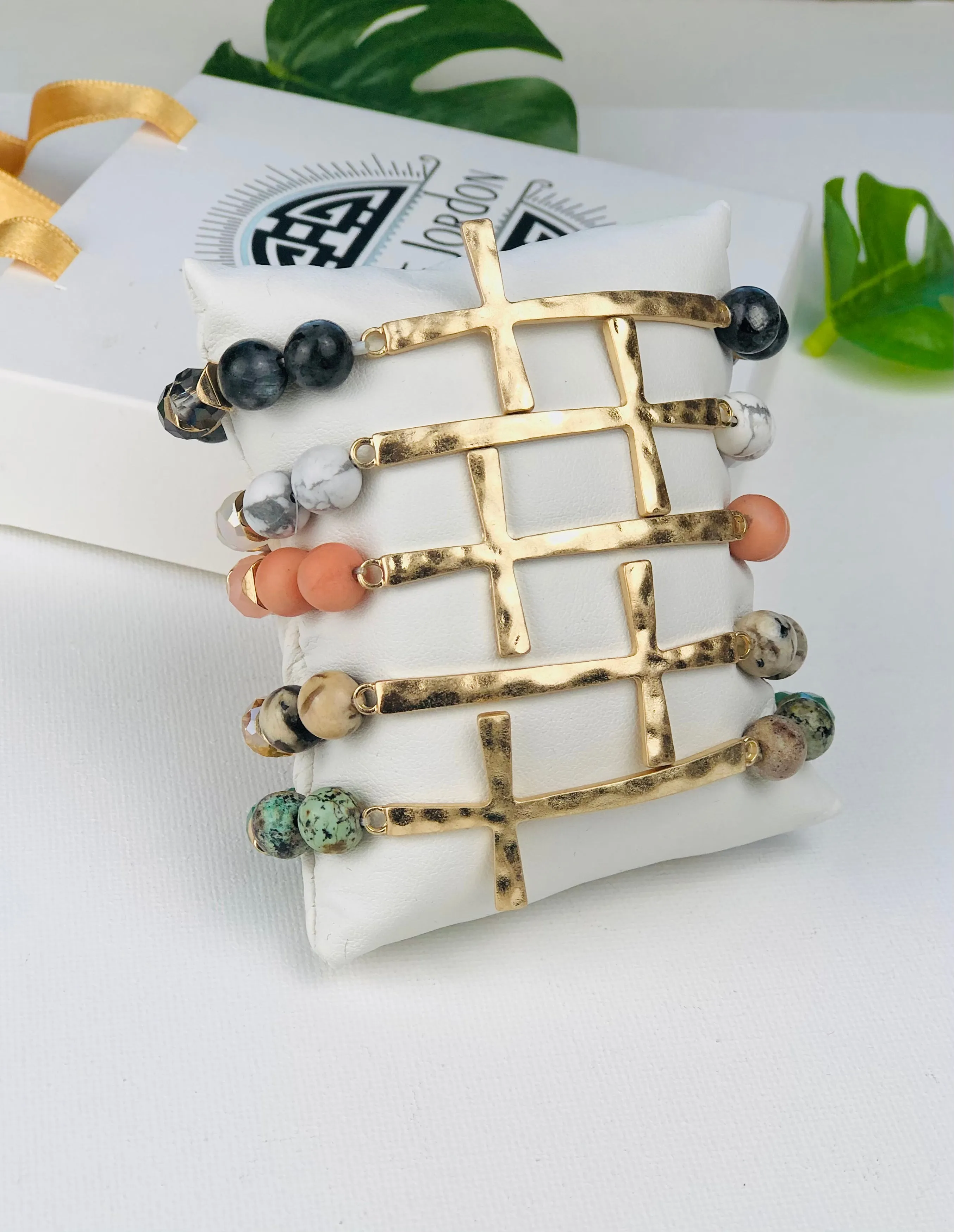 Howlite Cross Bracelet