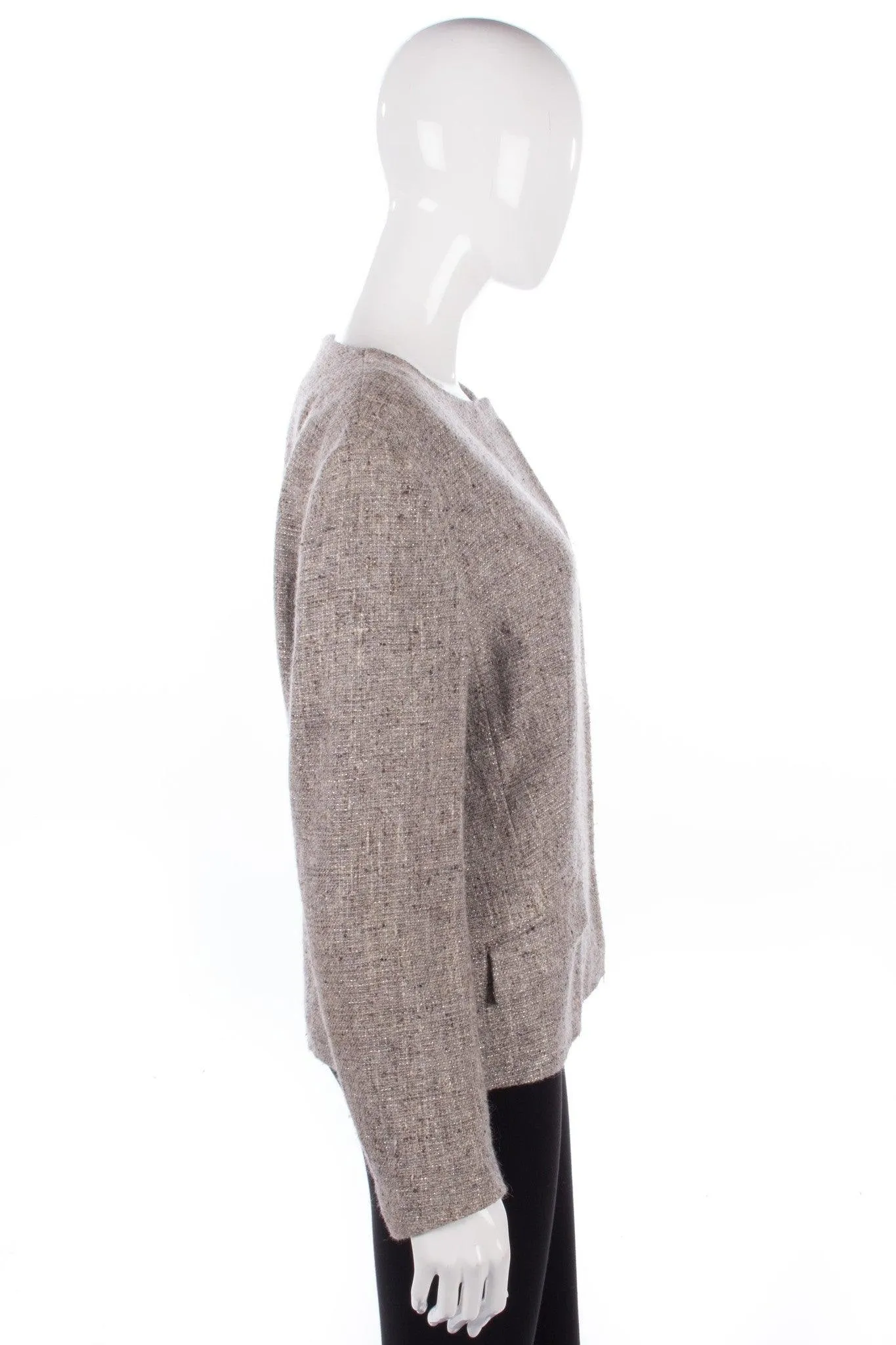 Jaeger Round Neck Jacket Wool/Silk Mix Grey Size 16