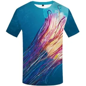 Jellyfish T shirts Men Colorful Tshirts Cool Ocean Shirt Print Harajuku Tshirt Printed Blue Tshirts Novelty Short Sleeve Fashion